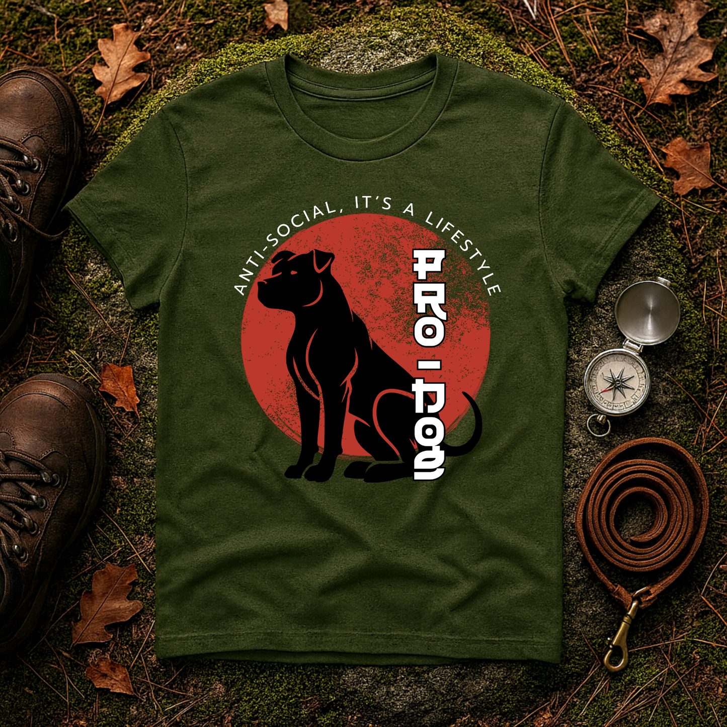 Anti-Social Pro-Dog Lifestyle Tee – Bold Pit Bull Silhouette