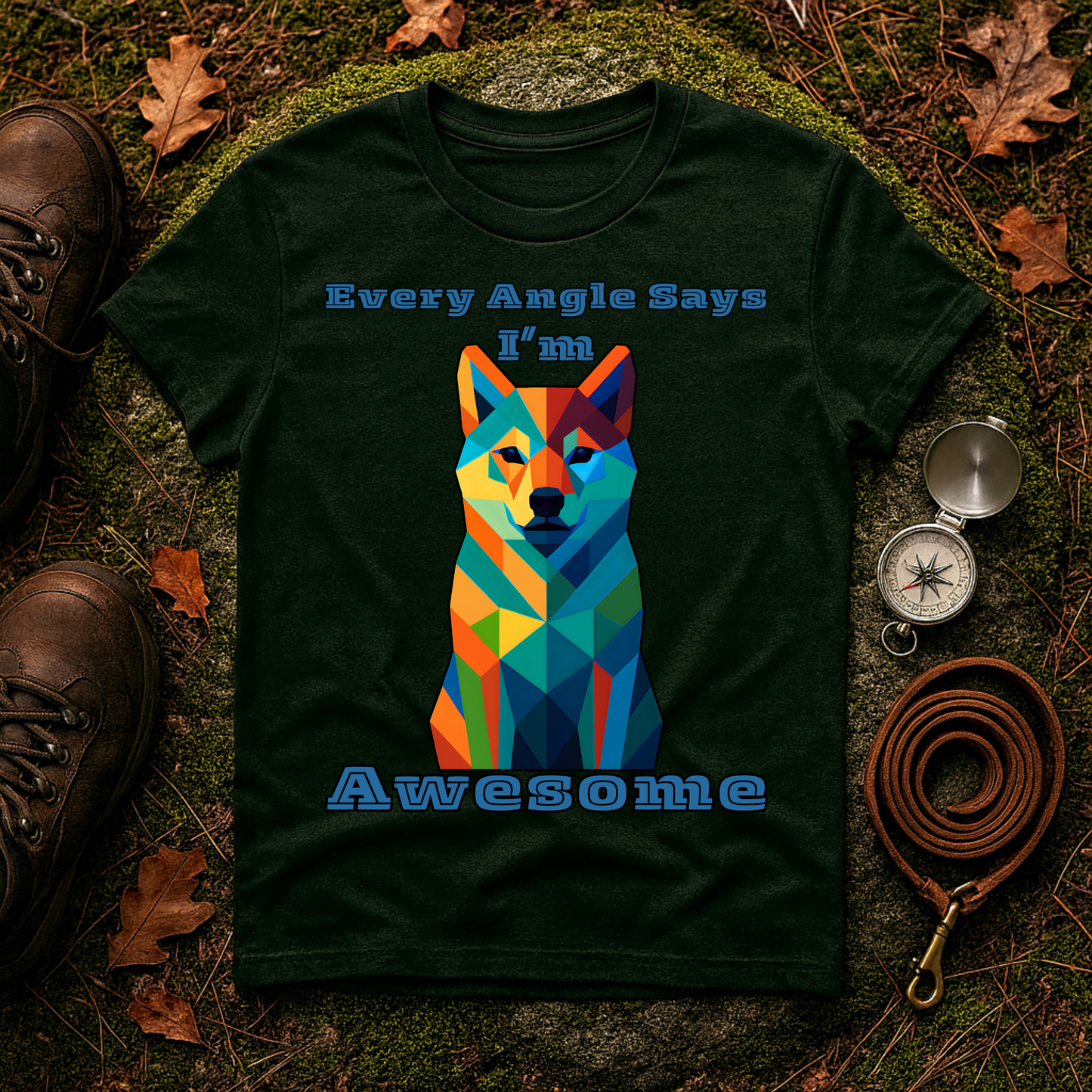 Colorful Dog Art T-Shirt - Every Angle Says I'm Awesome, Pet Lover Gift, Unisex Tee, Casual Wear, Dog Enthusiast Apparel