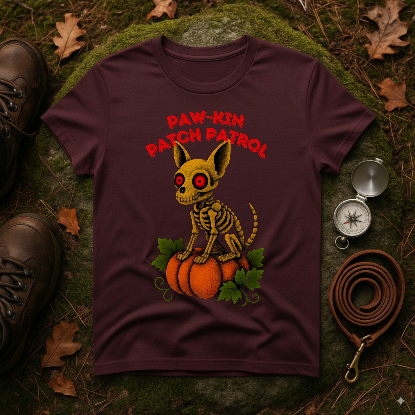Paw-kin Patch Patrol Skeleton Chihuahua Halloween T-Shirt