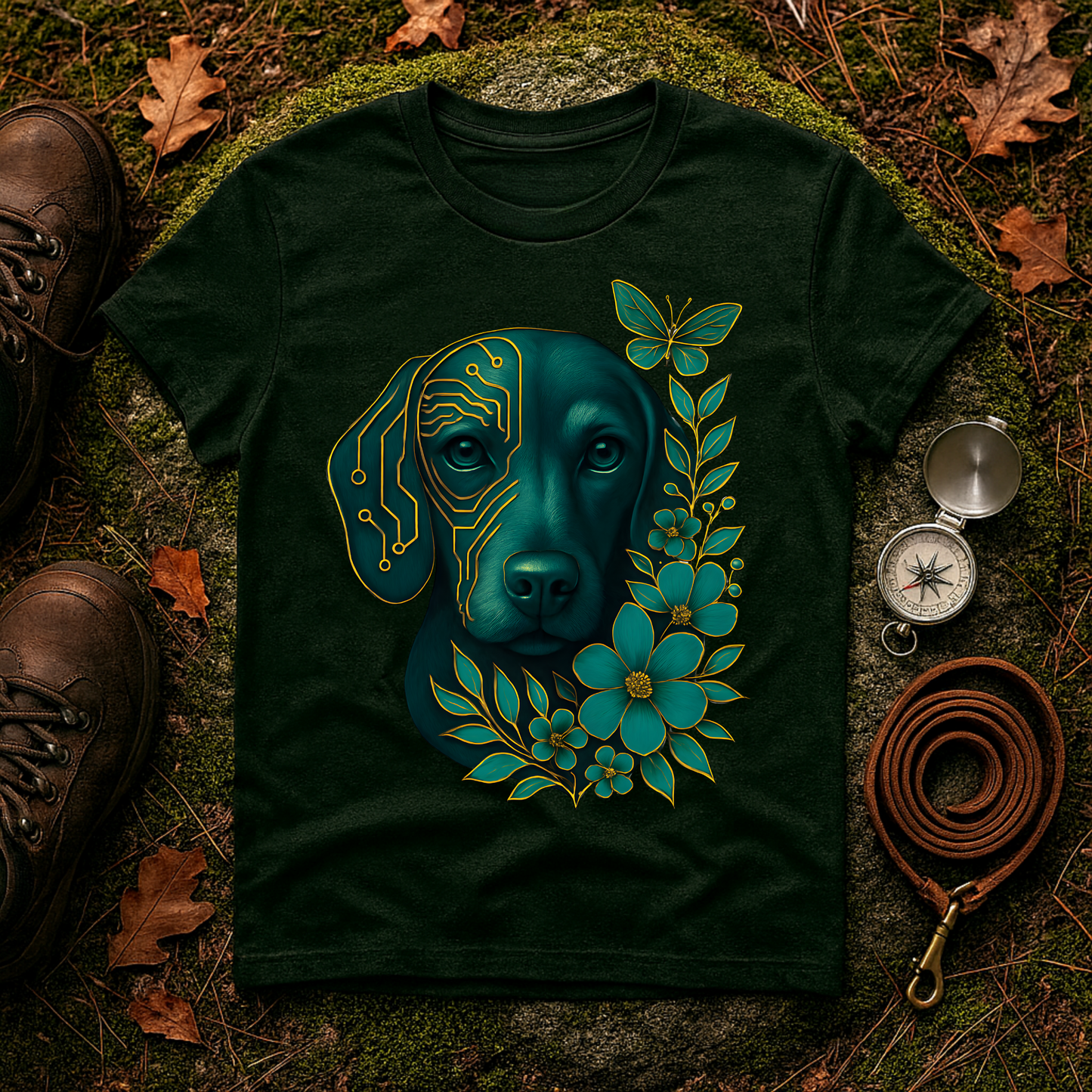 Artistic Dog Lover T-Shirt, Gift for Pet Owners, Nature-Inspired Tee, Birthday Gift, Casual Wear, Unisex Softstyle Tee