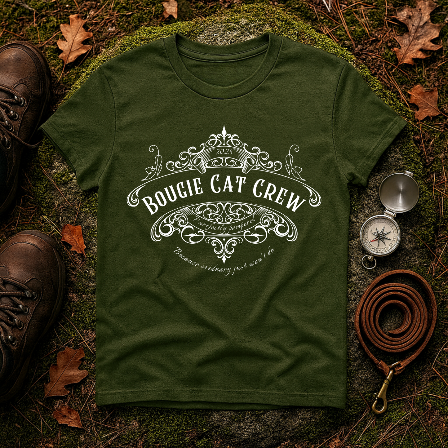 Bougie Cat Crew Tee – Purrfectly Pampered Cat Shirt