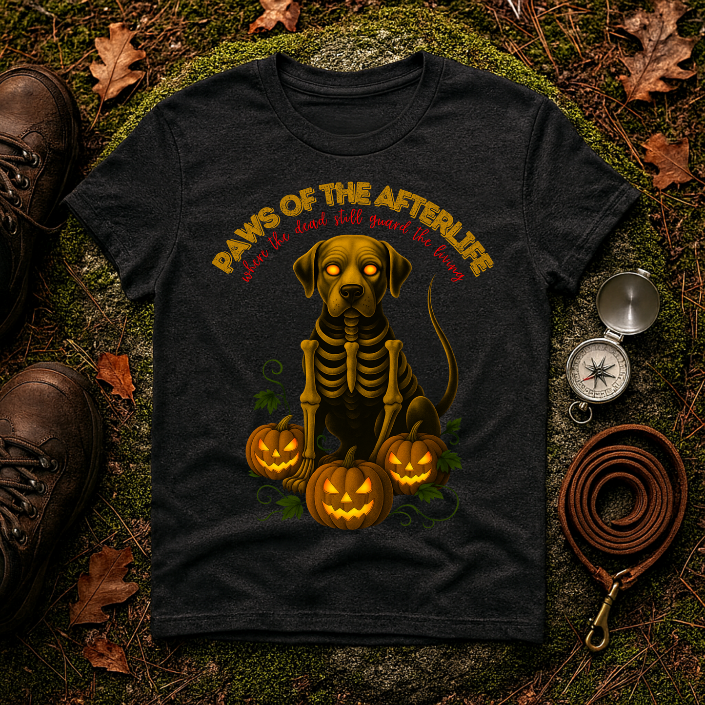 Paws of the Afterlife Labrador Skeleton Halloween T-Shirt