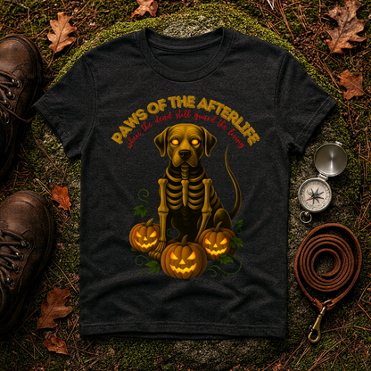 Paws of the Afterlife Labrador Skeleton Halloween T-Shirt