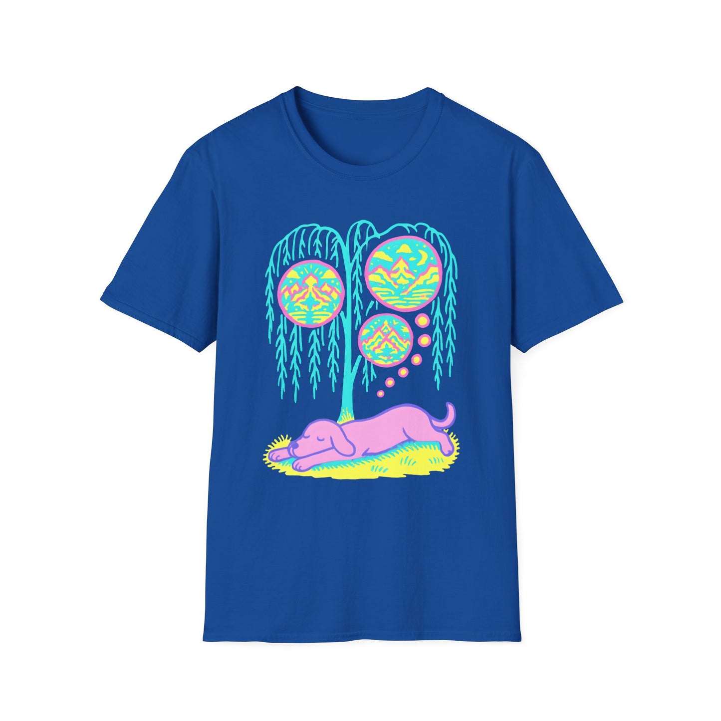Vibrant Dreaming Dog Psychedelic Nature Art Colorful T-Shirt
