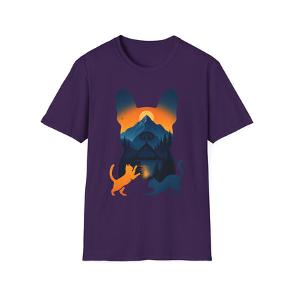 Pet Lover Sunset Graphic Tee, Outdoor Adventure Shirt, Cute Cat Dog T-Shirt, Animal Lover Gift, Nature Lover Apparel