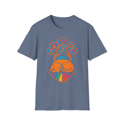Colorful Sleeping Dog Trippy Tree Psychedelic T-Shirt , Comfortable Tee, Gift for Dog Lovers, Casual Style, Fun and Colorful Graphic