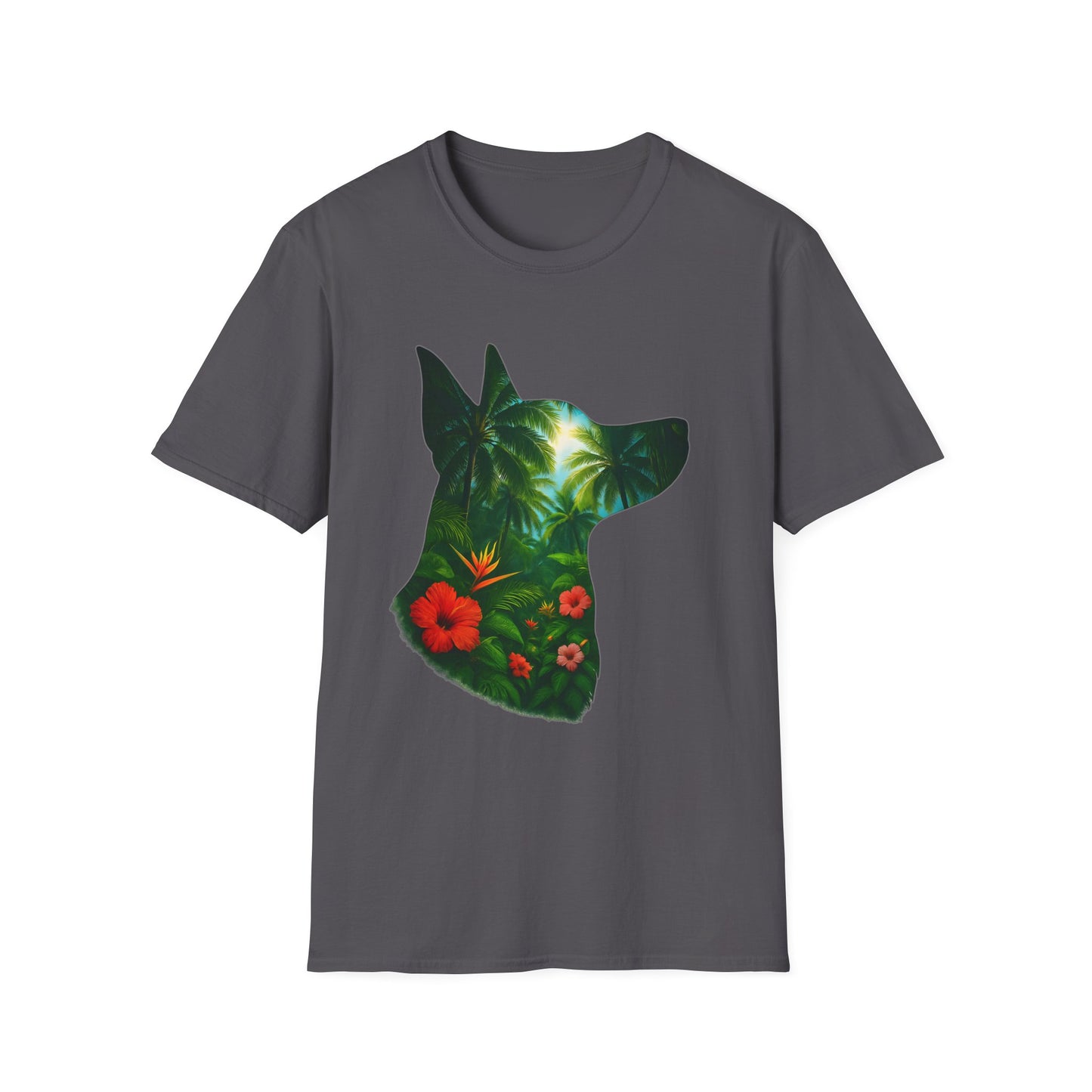 Floral Dog Silhouette T-Shirt, Nature Lover Tee, Unisex Animal Apparel, Summer Vibes Shirt, Gift for Pet Owners