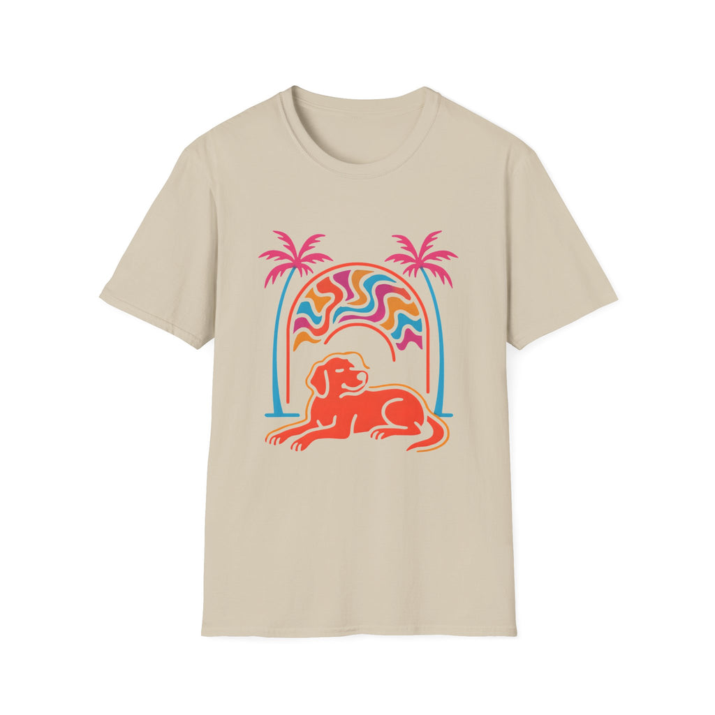 Psychedelic Dog Palm Trees T-Shirt