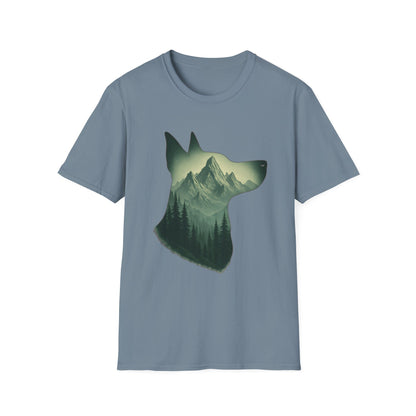 Mountain Dog Graphic T-Shirt | Nature Lover Tee, Pet Owner Gift, Outdoor Adventure Shirt, Animal Lover Apparel, Eco-Friendly Fashion
