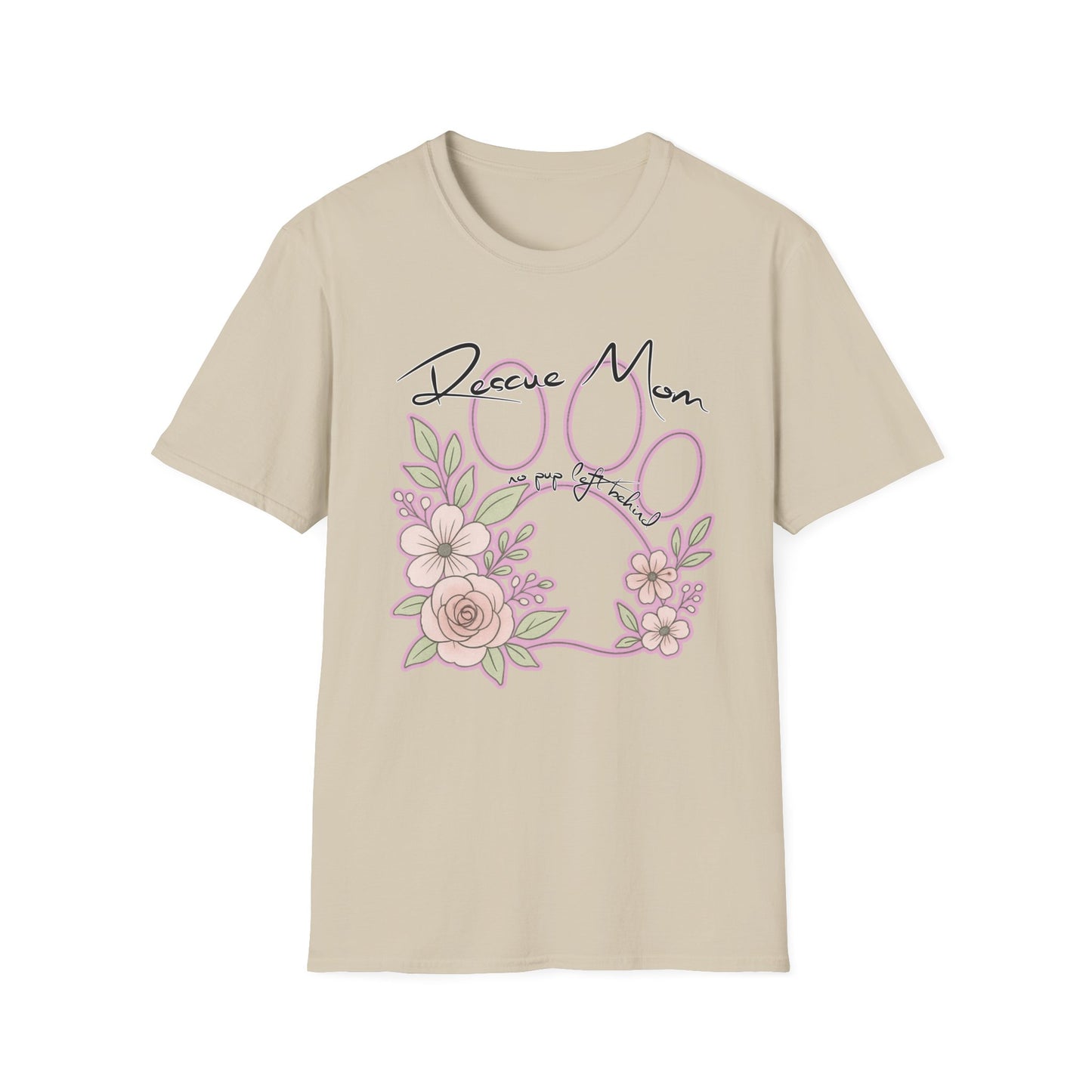 Rescue Mom Floral Paw T-Shirt — Adopt a Rescue Dog