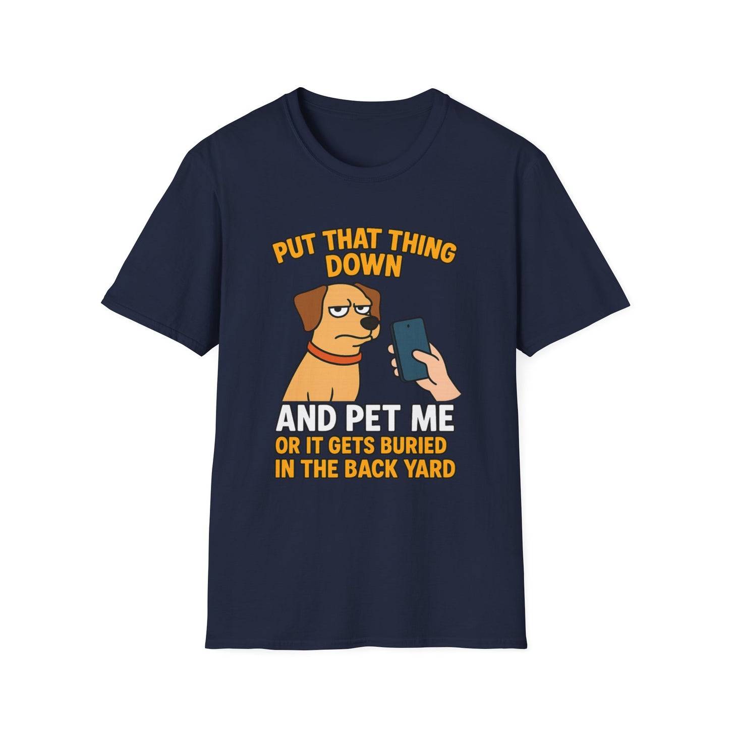 Funny Dog Pet Me Phone Warning T-Shirt for Pet Lovers, Humorous Dog Shirt