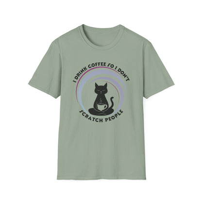 Funny Cat Coffee Shirt – I Drink Coffee So I Don't Scratch People Tee