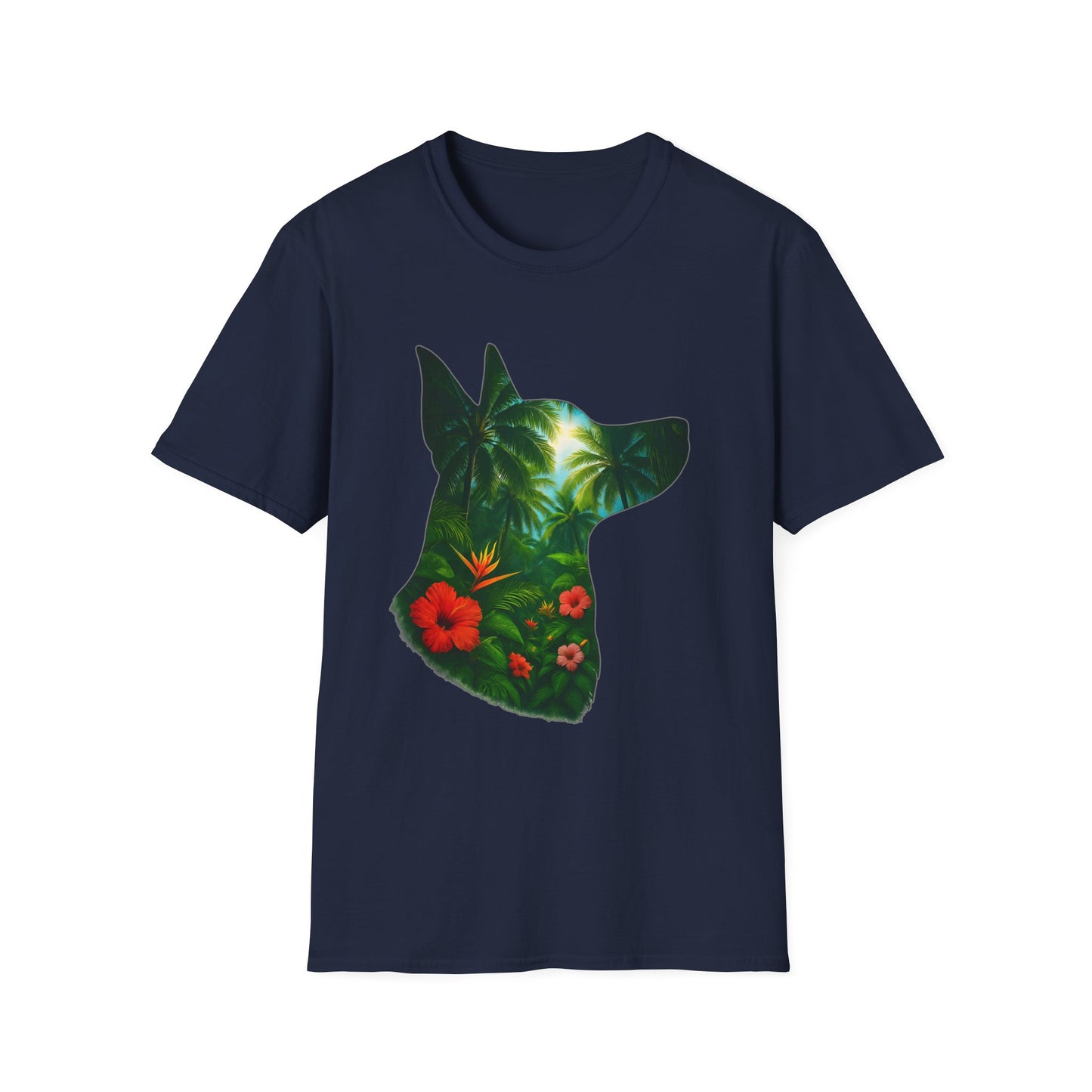 Floral Dog Silhouette T-Shirt, Nature Lover Tee, Unisex Animal Apparel, Summer Vibes Shirt, Gift for Pet Owners