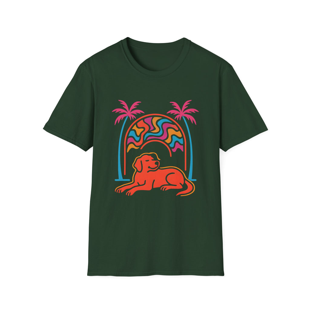 Psychedelic Dog Palm Trees T-Shirt