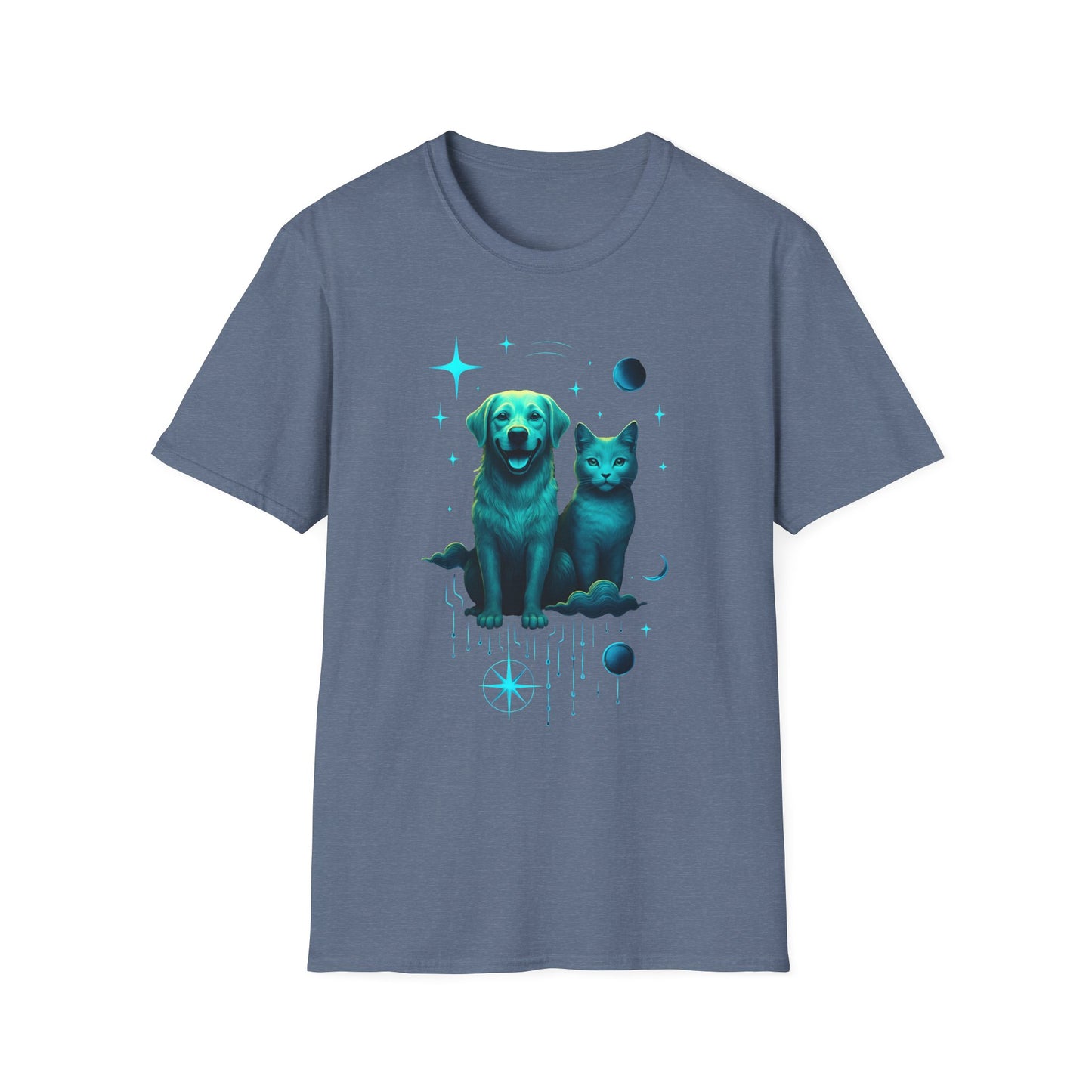 Celestial Dog and Cat Glow Space Pet Lover T-Shirt