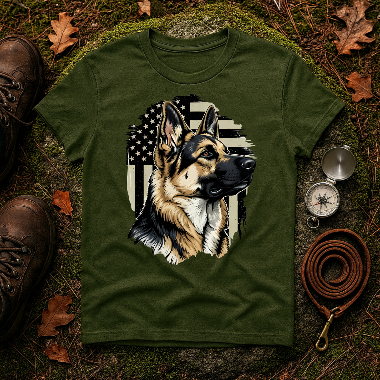German Shepherd American Flag Dog Lover T-Shirt
