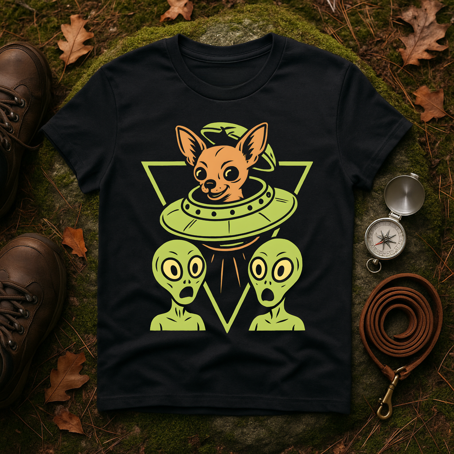 Alien Chihuahua UFO Funny Dog T-Shirt for Pet Lovers, Quirky Gift, UFO Design, Pet Lover's Apparel, Fun Casual Wear