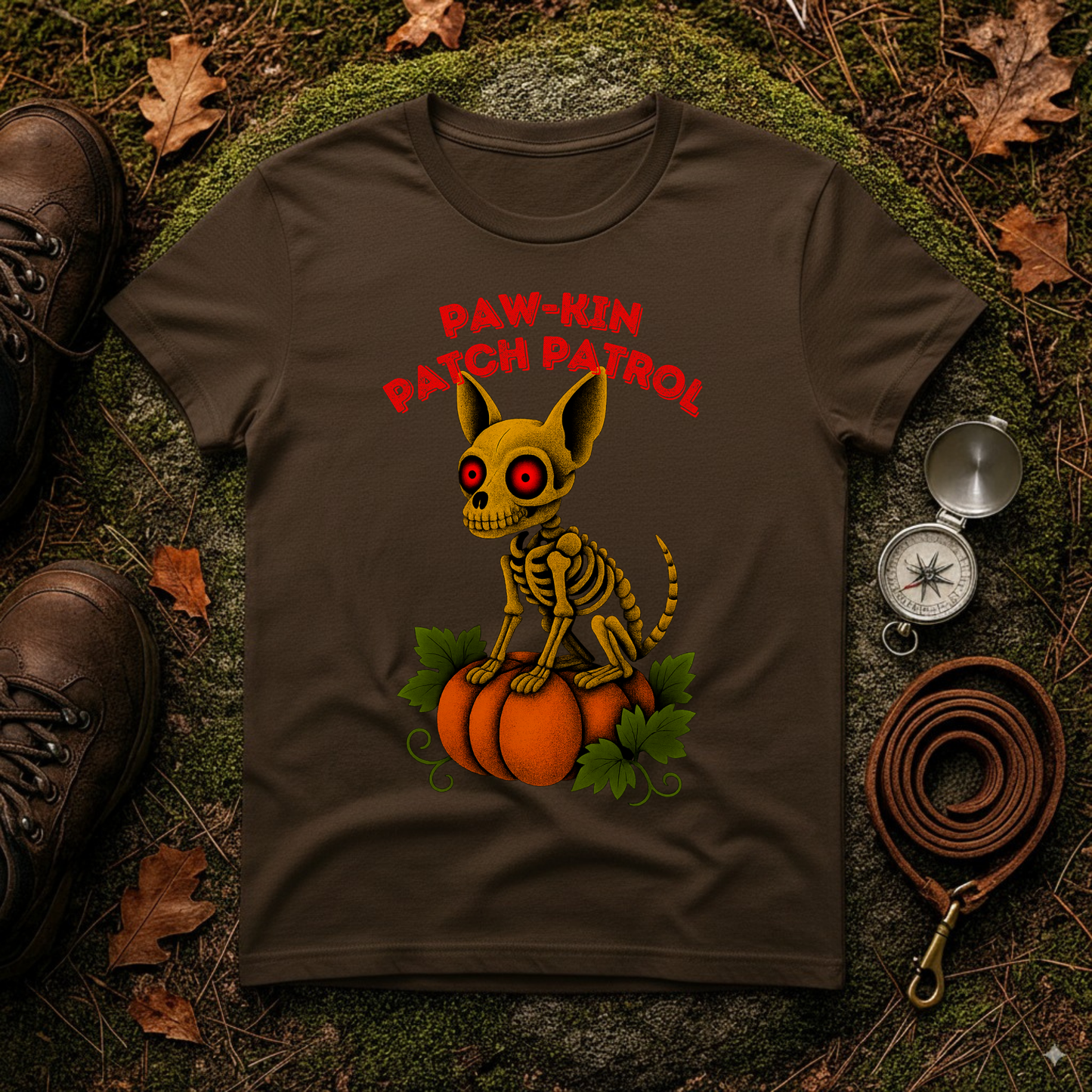 Paw-kin Patch Patrol Skeleton Chihuahua Halloween T-Shirt