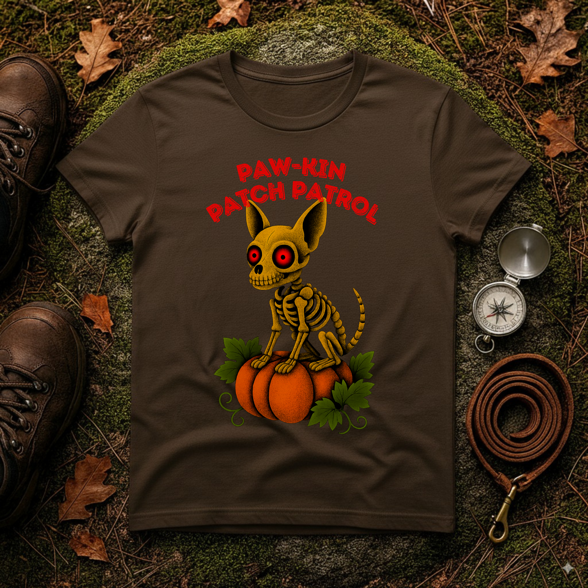 Paw-kin Patch Patrol Skeleton Chihuahua Halloween T-Shirt