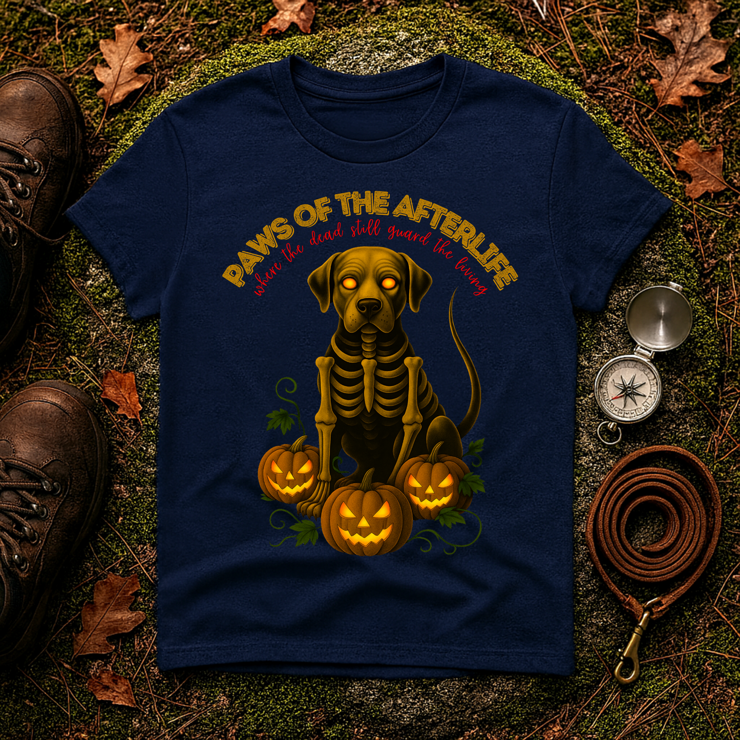 Paws of the Afterlife Labrador Skeleton Halloween T-Shirt