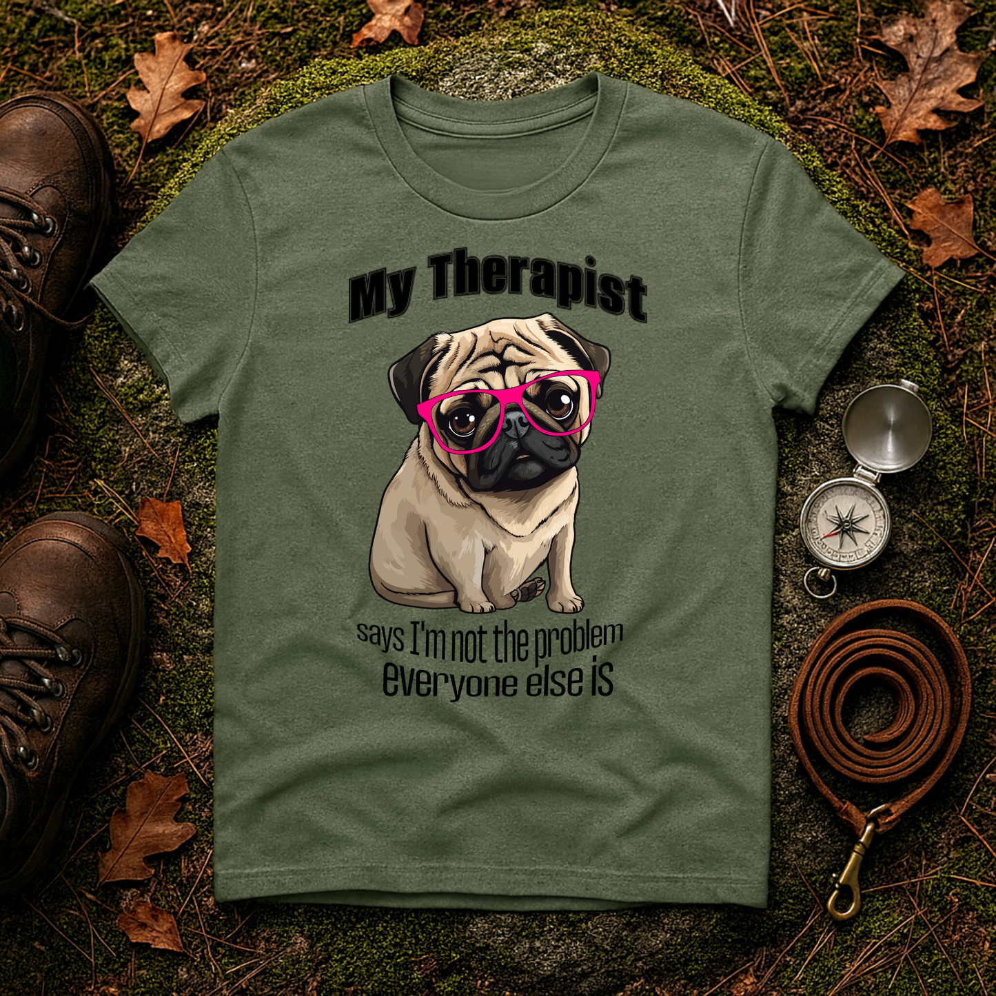 Funny Pug Therapy Shirt – I'm Not the Problem Dog Tee