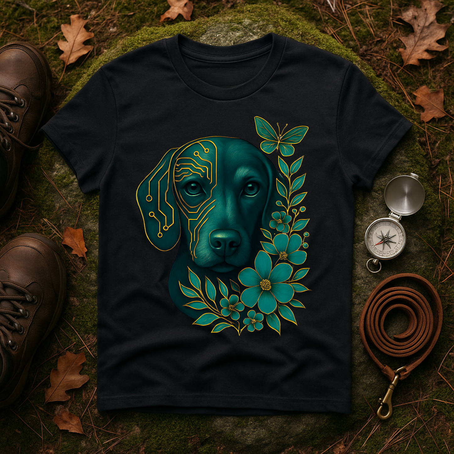 Artistic Dog Lover T-Shirt, Gift for Pet Owners, Nature-Inspired Tee, Birthday Gift, Casual Wear, Unisex Softstyle Tee