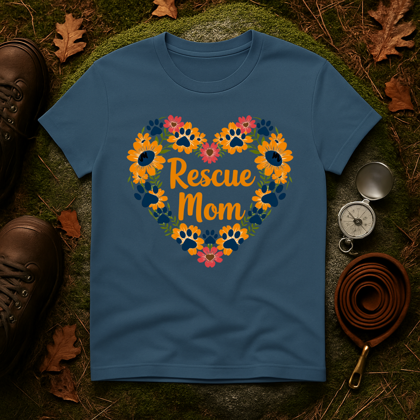 Rescue Mom Floral Heart Tee – Dog Mom Gift