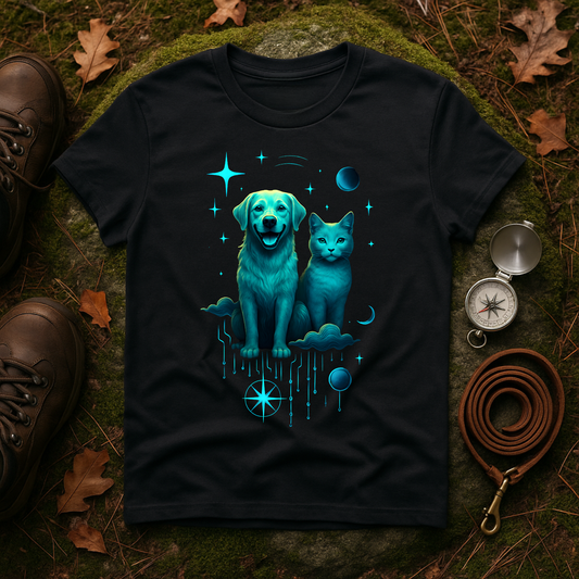 Celestial Dog and Cat Glow Space Pet Lover T-Shirt