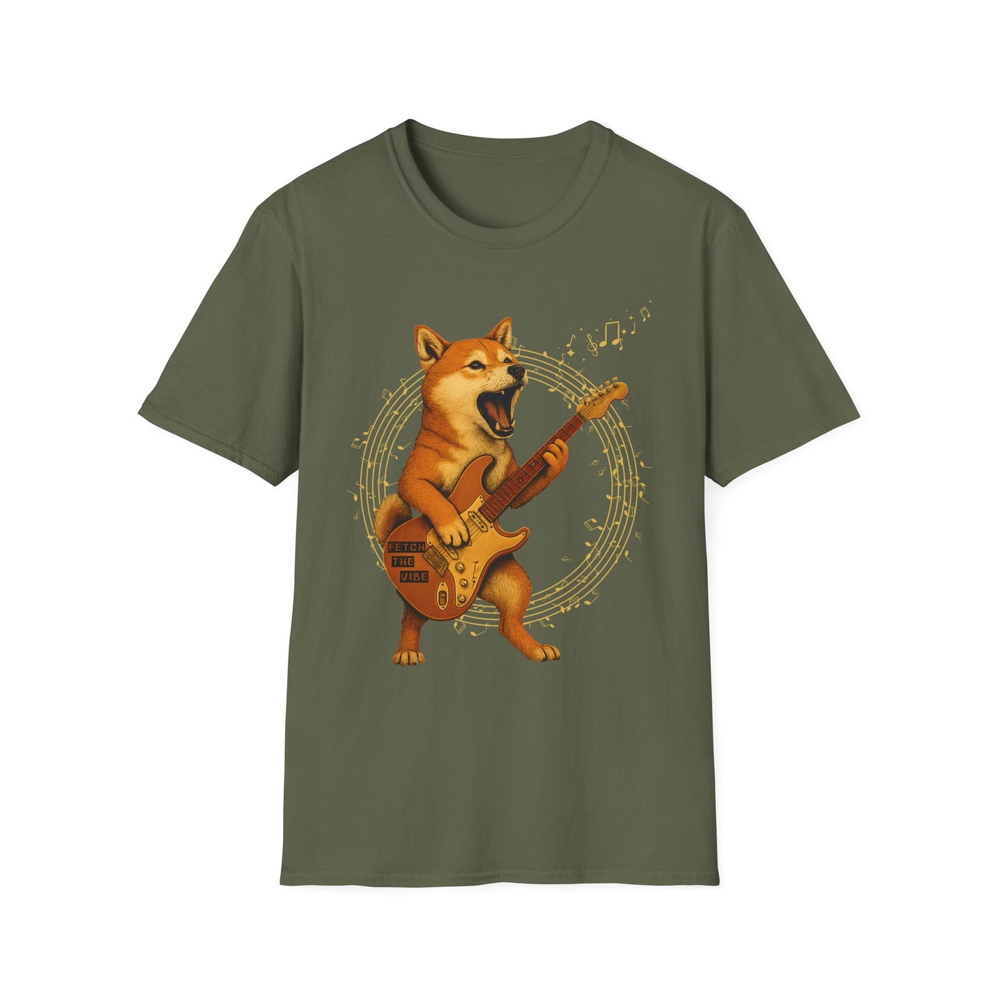 Rocking Shiba Inu Dog Guitar T-Shirt – Funny Dog Rock Band Tee Cute Guitar Dog Tee, Music Lover Gift, Pet Lover Apparel, Fun Casual Wear, Birthday Gift
