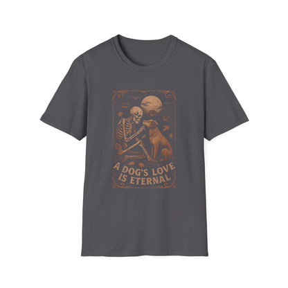 Eternal Love Skeleton Dog Unisex T-Shirt, Casual Tee, Pet Loss Gift, Halloween Shirt, Animal Lover Apparel