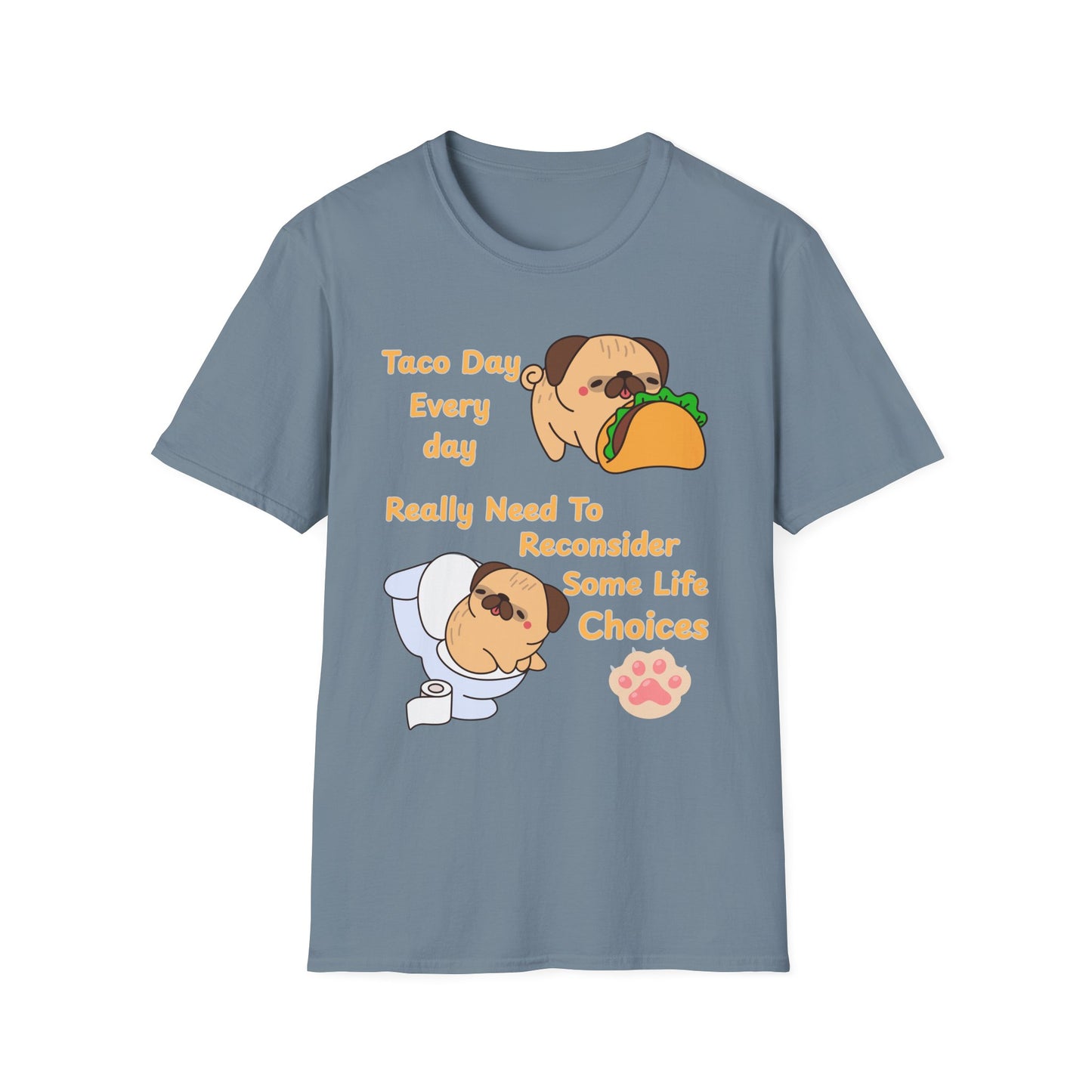 Taco-Themed T-Shirt, Perfect for Taco Lovers, Funny Gift for Foodies, Casual Wear, Pug Lover Shirt
