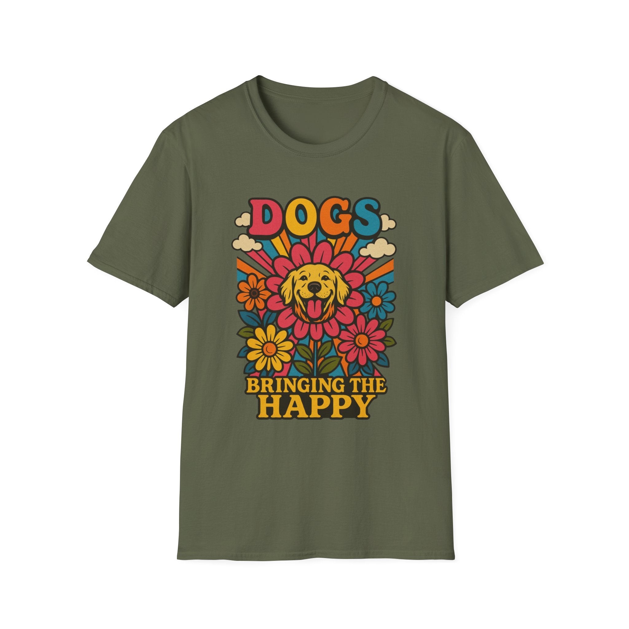 Dogs Bringing The Happy Retro T-Shirt