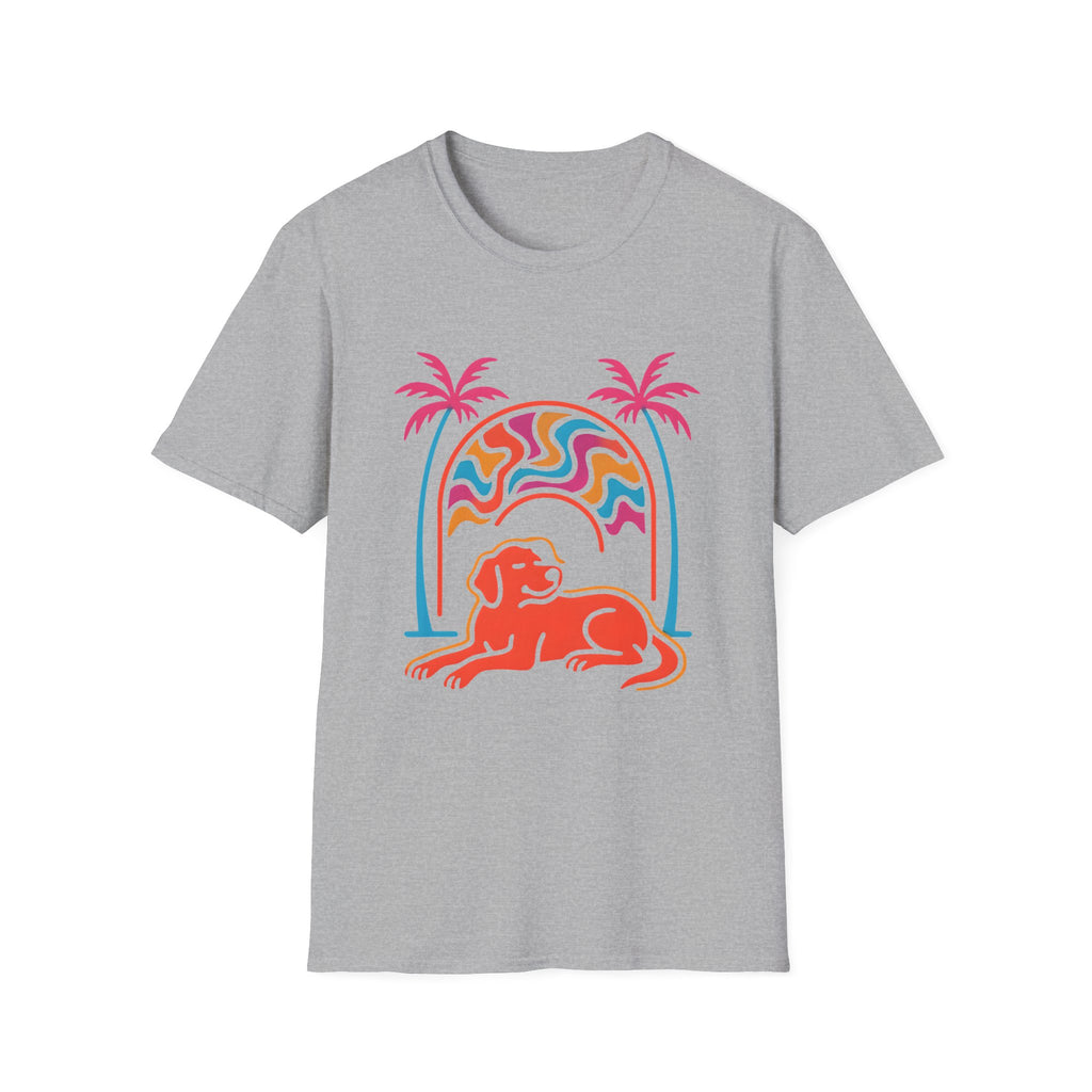 Psychedelic Dog Palm Trees T-Shirt