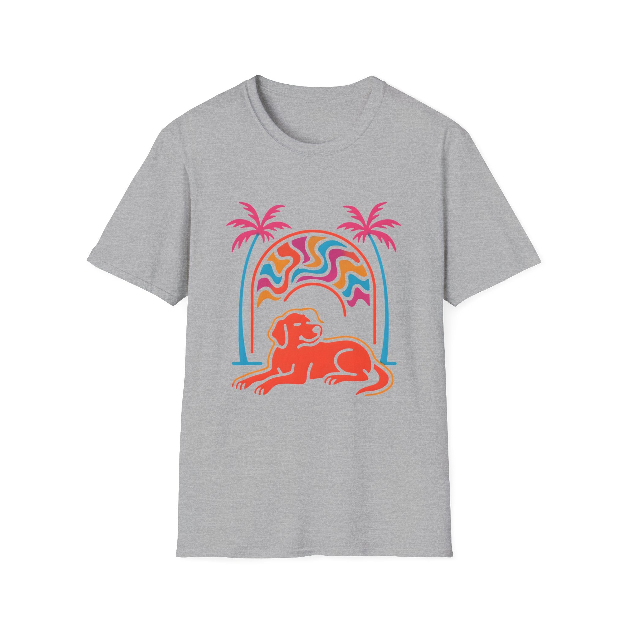 Psychedelic Dog Palm Trees T-Shirt
