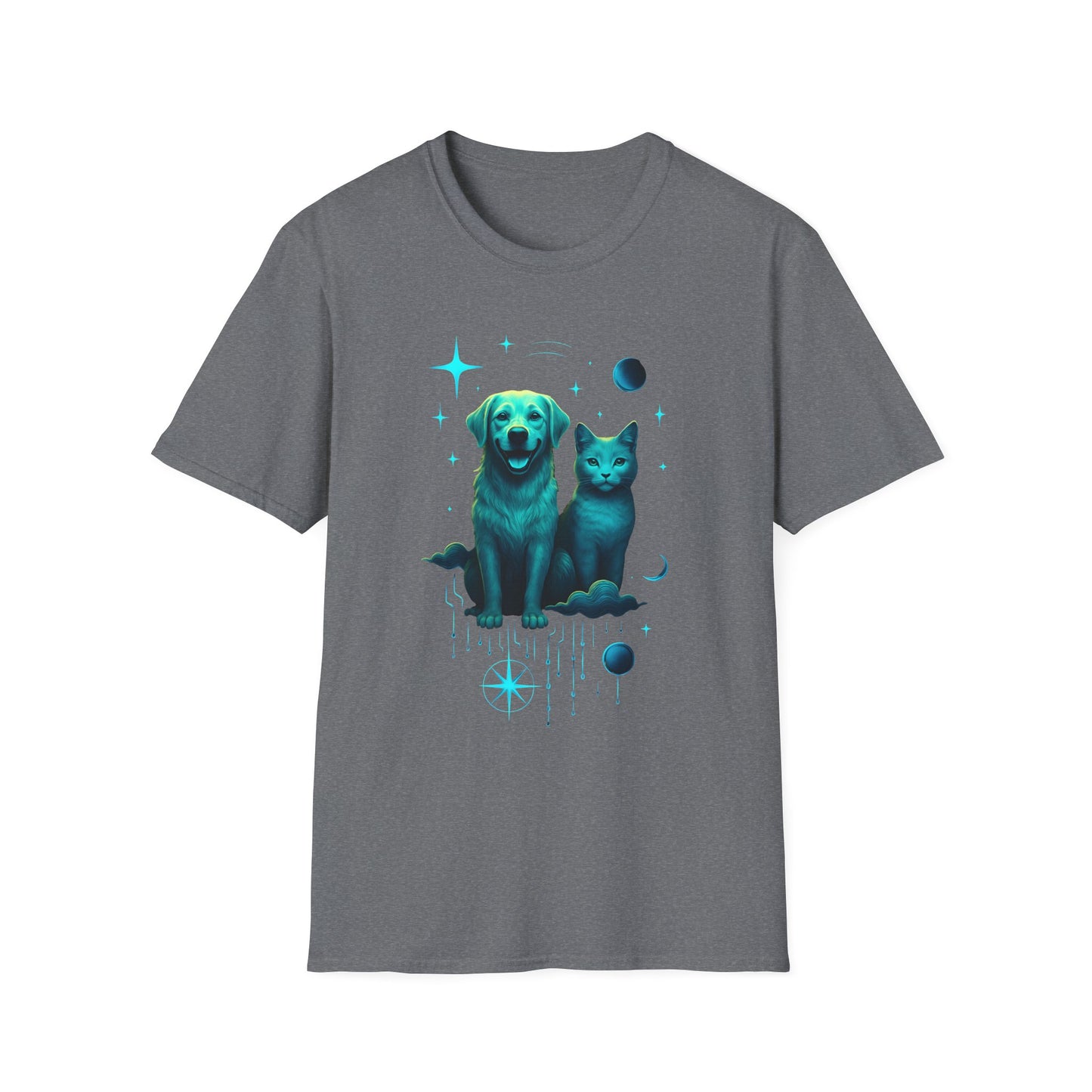 Celestial Dog and Cat Glow Space Pet Lover T-Shirt