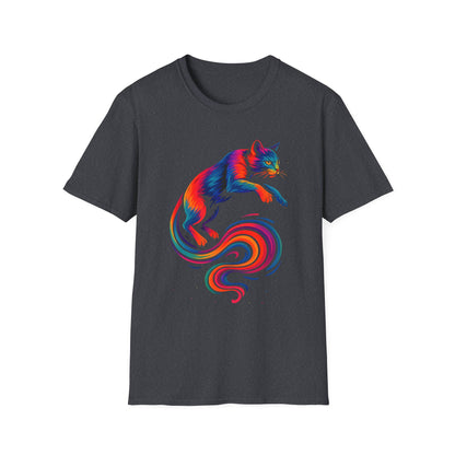 Rainbow Cat Unisex Softstyle T-Shirt, Colorful Cat Tee, Gift for Cat Lovers, Cute Pet Shirt, Fun Casual Outfit, Pride Apparel