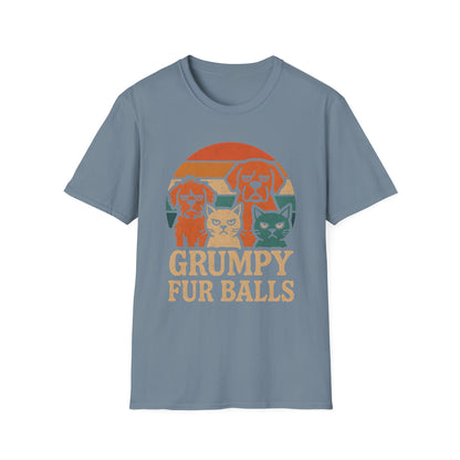 Grumpy Fur Balls Funny Cat and Dog T-Shirt for Pet Lovers.Funny Animal Shirt, Gifts for Dog Owners, Cat Lover Apparel, Cute Pet Humor