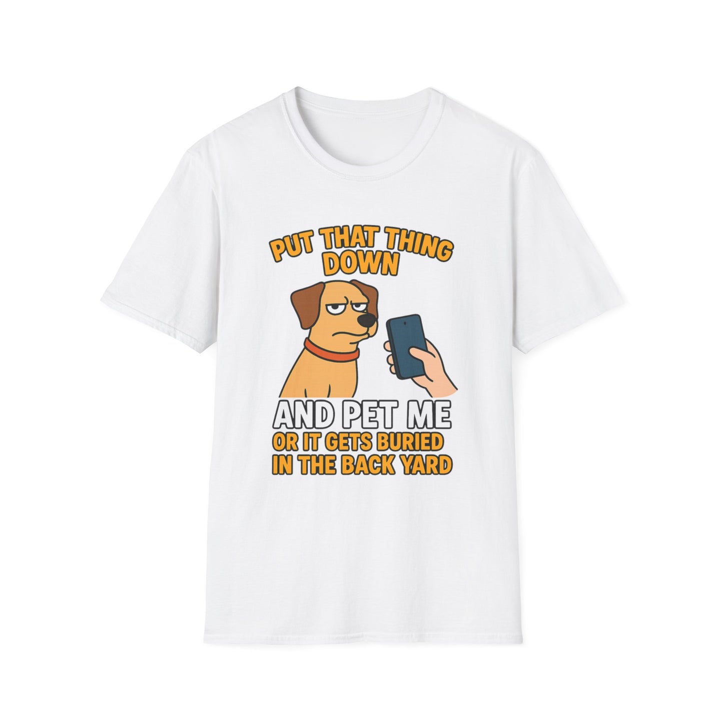 Funny Dog Pet Me Phone Warning T-Shirt for Pet Lovers, Humorous Dog Shirt