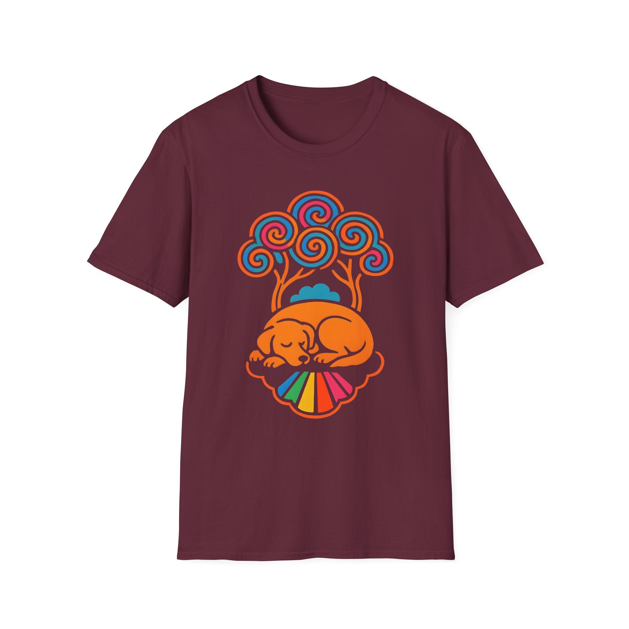 Colorful Sleeping Dog Trippy Tree Psychedelic T-Shirt