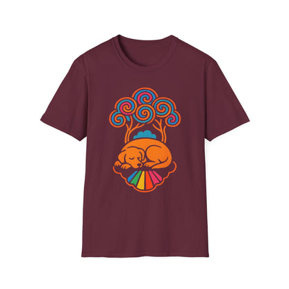 Colorful Sleeping Dog Trippy Tree Psychedelic T-Shirt , Comfortable Tee, Gift for Dog Lovers, Casual Style, Fun and Colorful Graphic