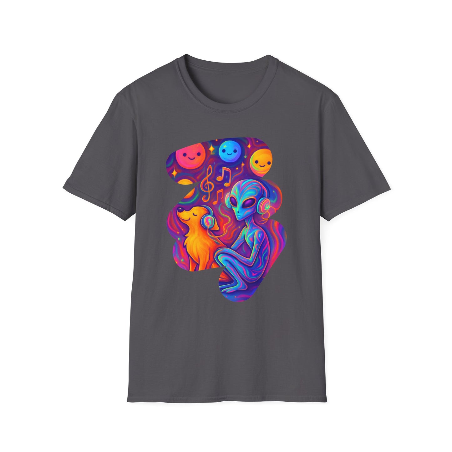Psychedelic Alien Dog Headphones T-Shirt - Music Tee