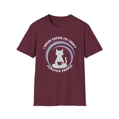 Funny Cat Coffee Shirt – I Drink Coffee So I Don't Scratch People Tee