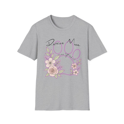 Rescue Mom Floral Paw T-Shirt — Adopt a Rescue Dog