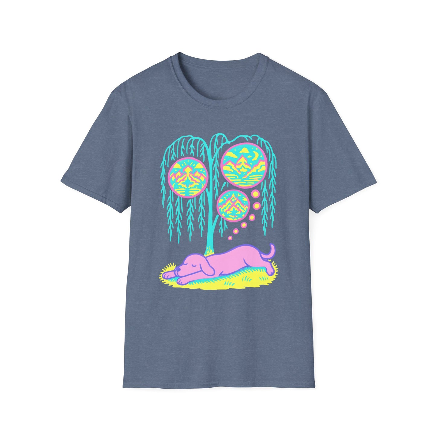Vibrant Dreaming Dog Psychedelic Nature Art Colorful T-Shirt