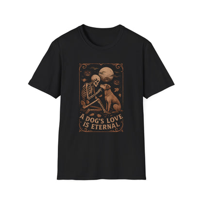 Eternal Love Skeleton Dog Unisex T-Shirt, Casual Tee, Pet Loss Gift, Halloween Shirt, Animal Lover Apparel