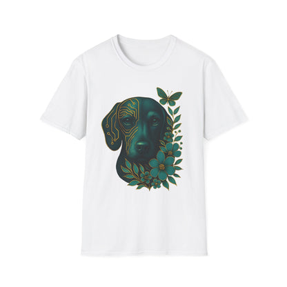 Artistic Dog Lover T-Shirt, Gift for Pet Owners, Nature-Inspired Tee, Birthday Gift, Casual Wear, Unisex Softstyle Tee