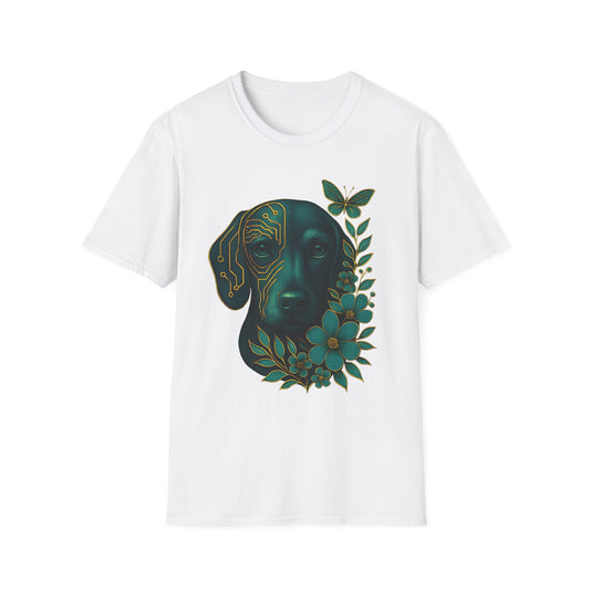 Artistic Dog Lover T-Shirt, Gift for Pet Owners, Nature-Inspired Tee, Birthday Gift, Casual Wear, Unisex Softstyle Tee