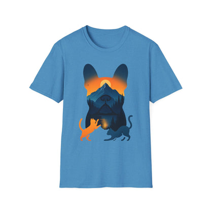 Pet Lover Sunset Graphic Tee, Outdoor Adventure Shirt, Cute Cat Dog T-Shirt, Animal Lover Gift, Nature Lover Apparel