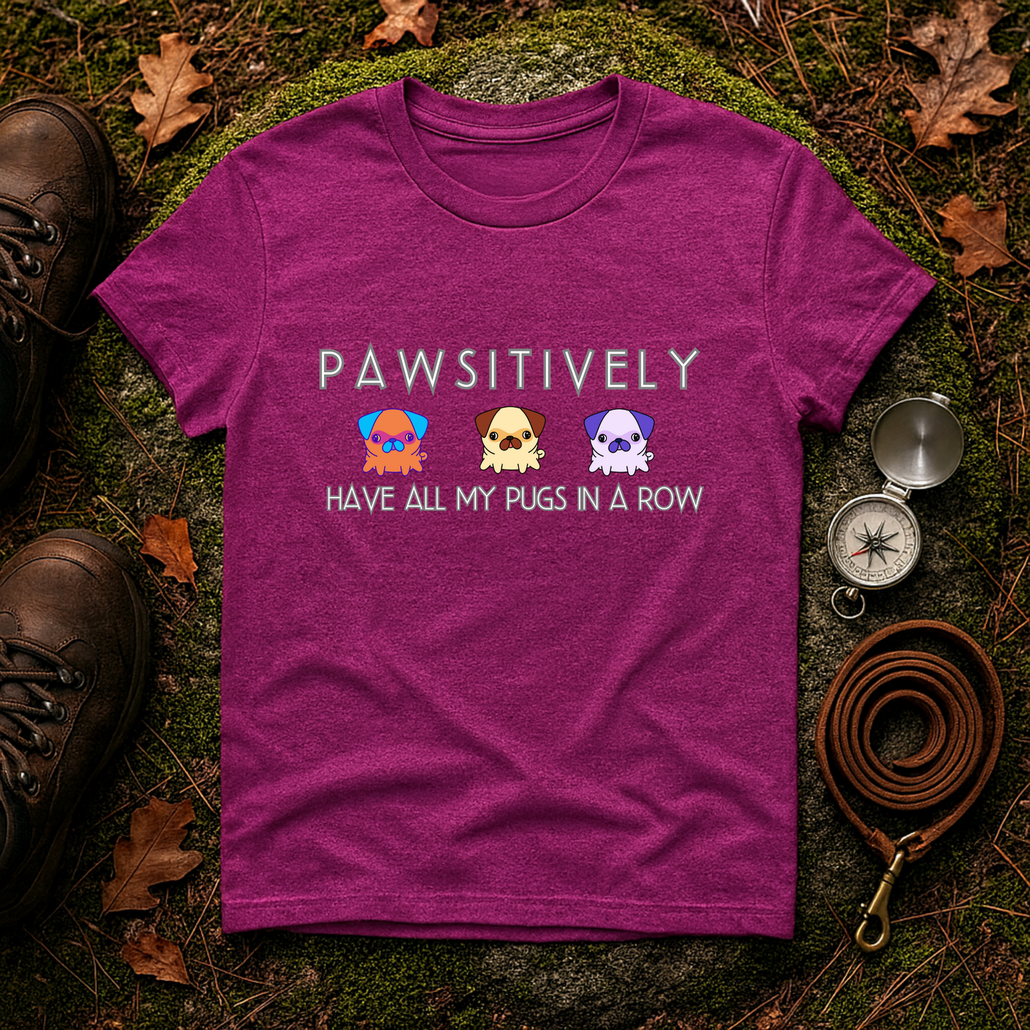 Funny Pug Shirt – Pawsitively All My Pugs in a Row Tee