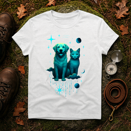 Celestial Dog and Cat Glow Space Pet Lover T-Shirt